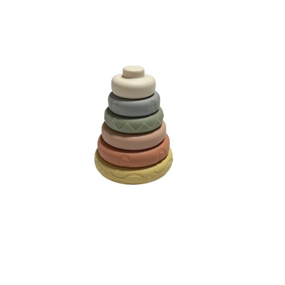 Mini Tudou Silicone 6 Pcs Stacking & Nesting Circle Toy Pastel - Picture 9 of 9